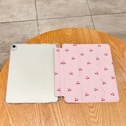 Custodia per tablet rosa con ciliegie adorabili