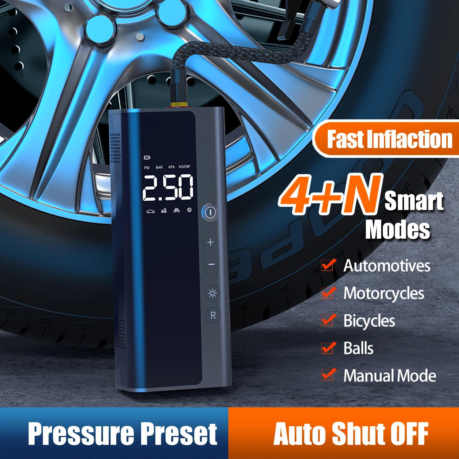 

12V Wireless Car Air Compressor Portable Tyre Inflator Digital Mini electric Inflatable Air Pump for Motorcycles Bicycle Cars