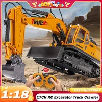17CH RC Excavator 1:18 Remote Control Truck 2.4G RC Crawler Engineering Vehicle Excavator Truck Radio Control Toys Gifts 1