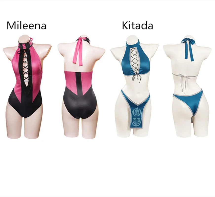 

Mortal Cos Kombat Kitada Mileena Bikini Swimsuit Cosplay Costume Sexy Jumpsuit Swimwear Outfits Halloween Carnival Suit