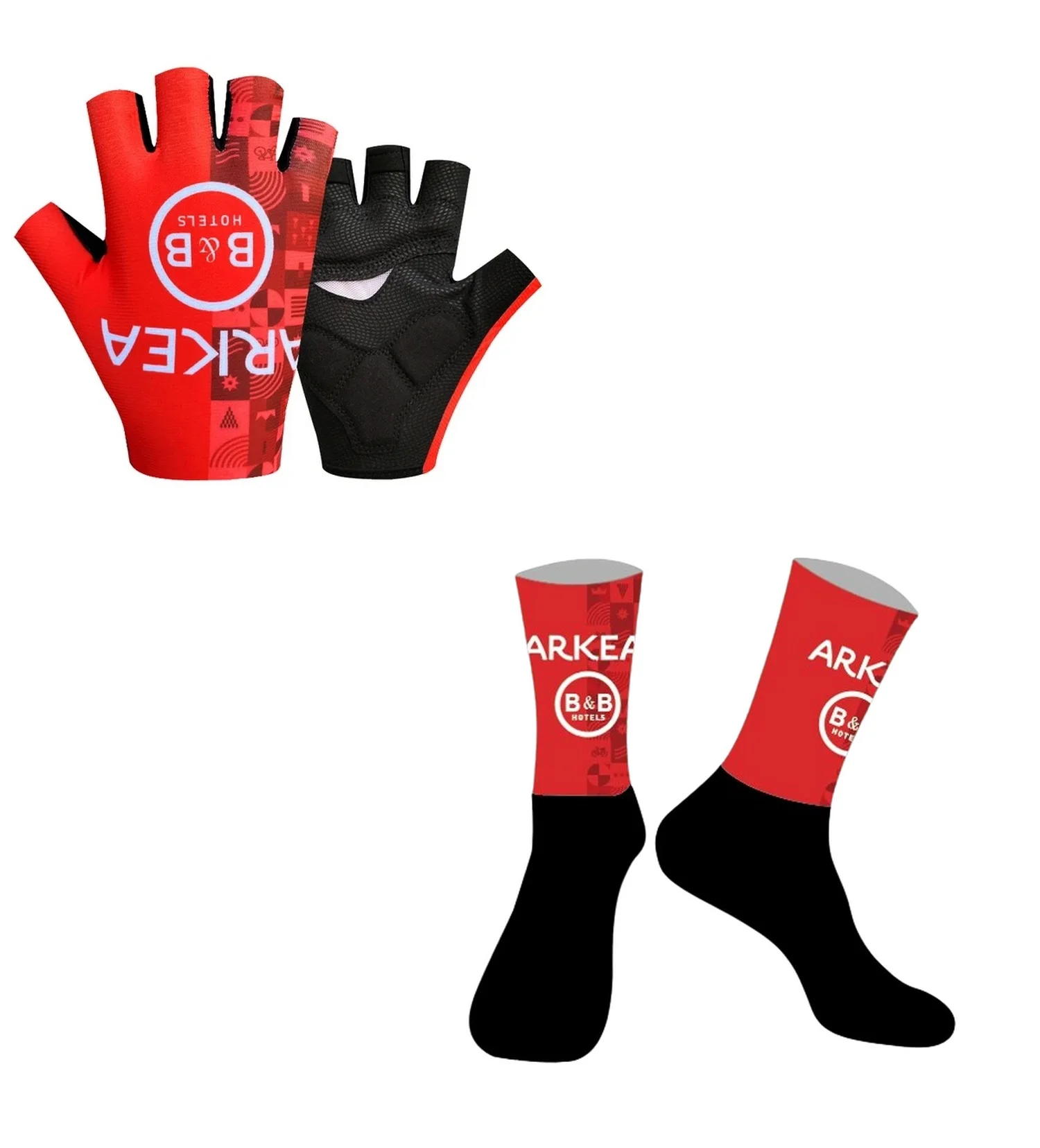 Cycling Gloves Half Finger Cycling Socks ARKEA BB HOTEL Team One Pair + ONE PAIR