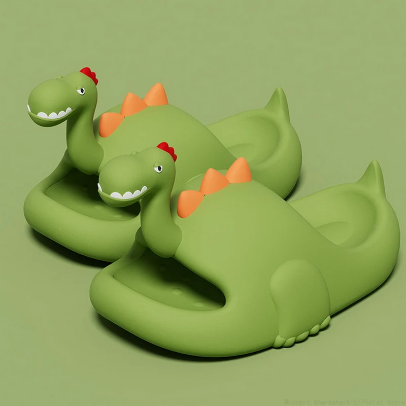 2023 New Dinosaur Children'S Non-Slip Home Slippers Waterproof Kids Shoes Summer Cute Boys Girls Eva Anti-Collision Sandals 2022 new children s plush slippers winter warm cartoon dinosaur boys indoor cotton shoes non slip fluffy slippers kids cute shoe