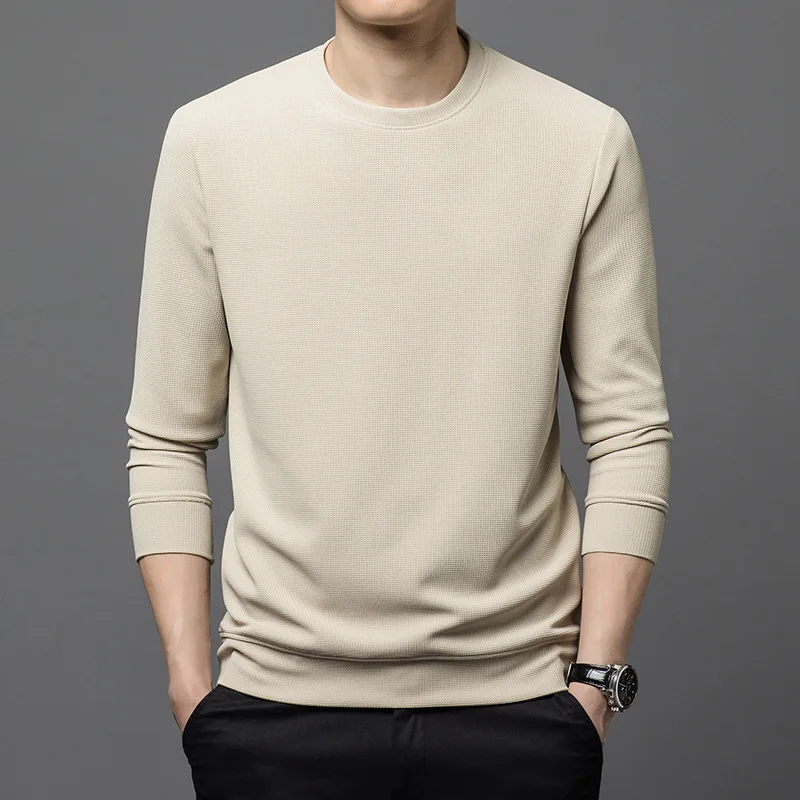 Autumn Winter Male Round Neck Solid Color Sweater Simple Fashion All-match Bottoming Jumpers Men Knitting Tops Homme Pullovers