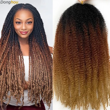 Marley Hair 18 Inch Synthetic Marley Braiding Hair Ombre Black Brown Blonde Grey 350 for Afro Kinky Marley Twist Braiding Hair 1
