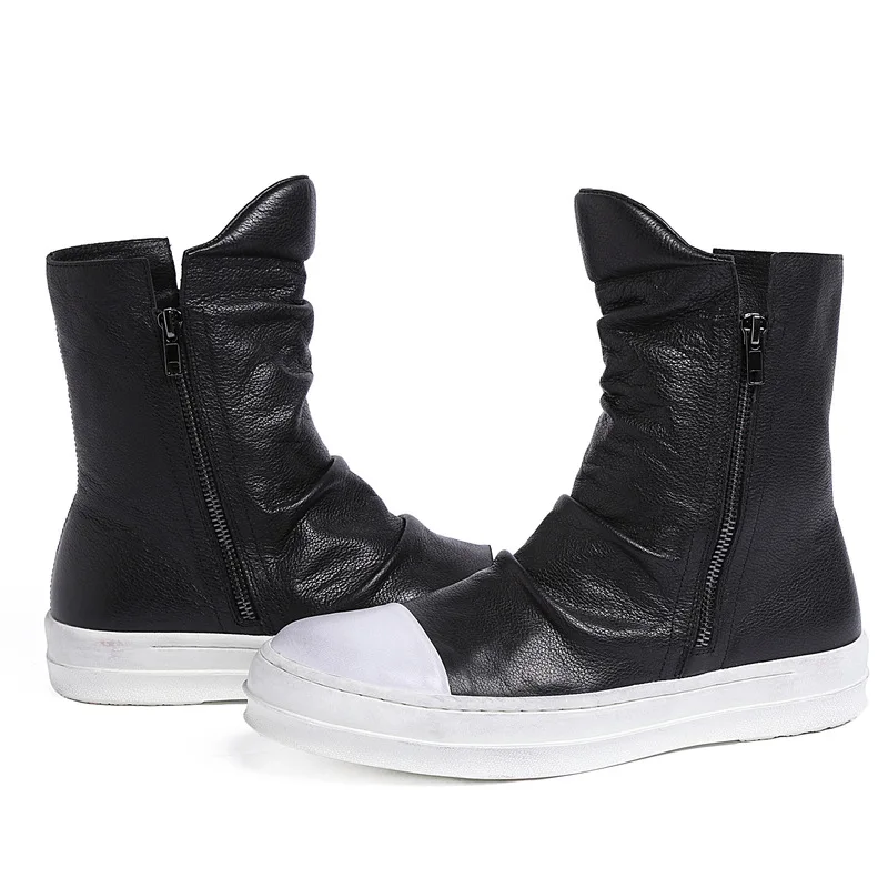 

2024 new men's leather boots round-headed high-top thick-soled cowhide comfort to create casual and all-purpose commuting