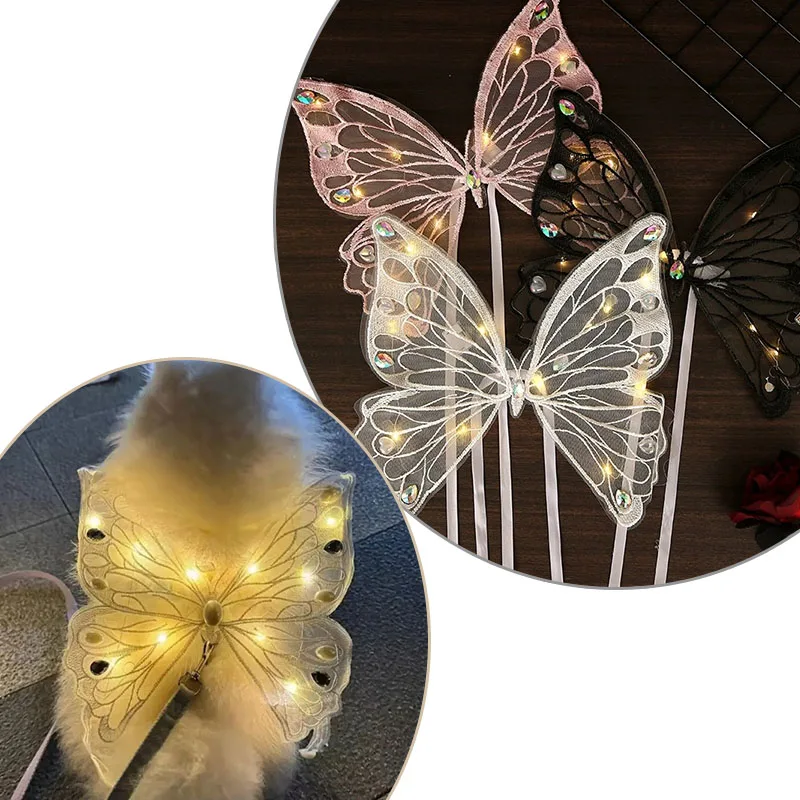 Dog Wings Glowing Butterfly Pet Back Decoration Creative Cute Cat Accessorie Dog Clothes for Small Medium Accessory Pet Supplies 1
