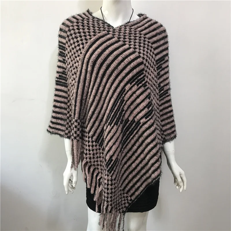 2022 Spring Autumn New V-neck Diamond Stripe Tassel Cloak Female Sweater Women Knitting Poncho Cape Pullover Shawl Pink 60cm square scarf silk scarf women luxury handkerchief head hijab scarf female fashion hair band wrist towel beach shawl ml13