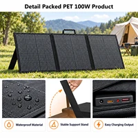 Chargeur solaire portable 100W, panneau solaire pliable pour générateurs solaires, camping en plein air, voyage, batterie externe, téléphone, USB Type-C 5