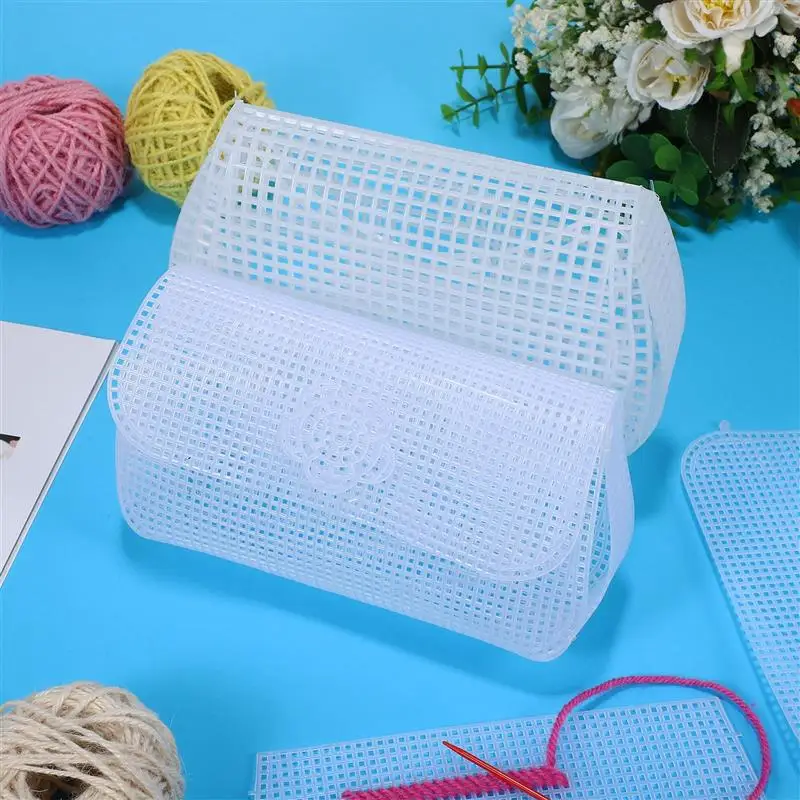 6pcs Plastic Mesh Canvas Sheets DIY Crafting Purse Bag Crochet Bag Sewing White Sheet Needlework Embroidery Kit