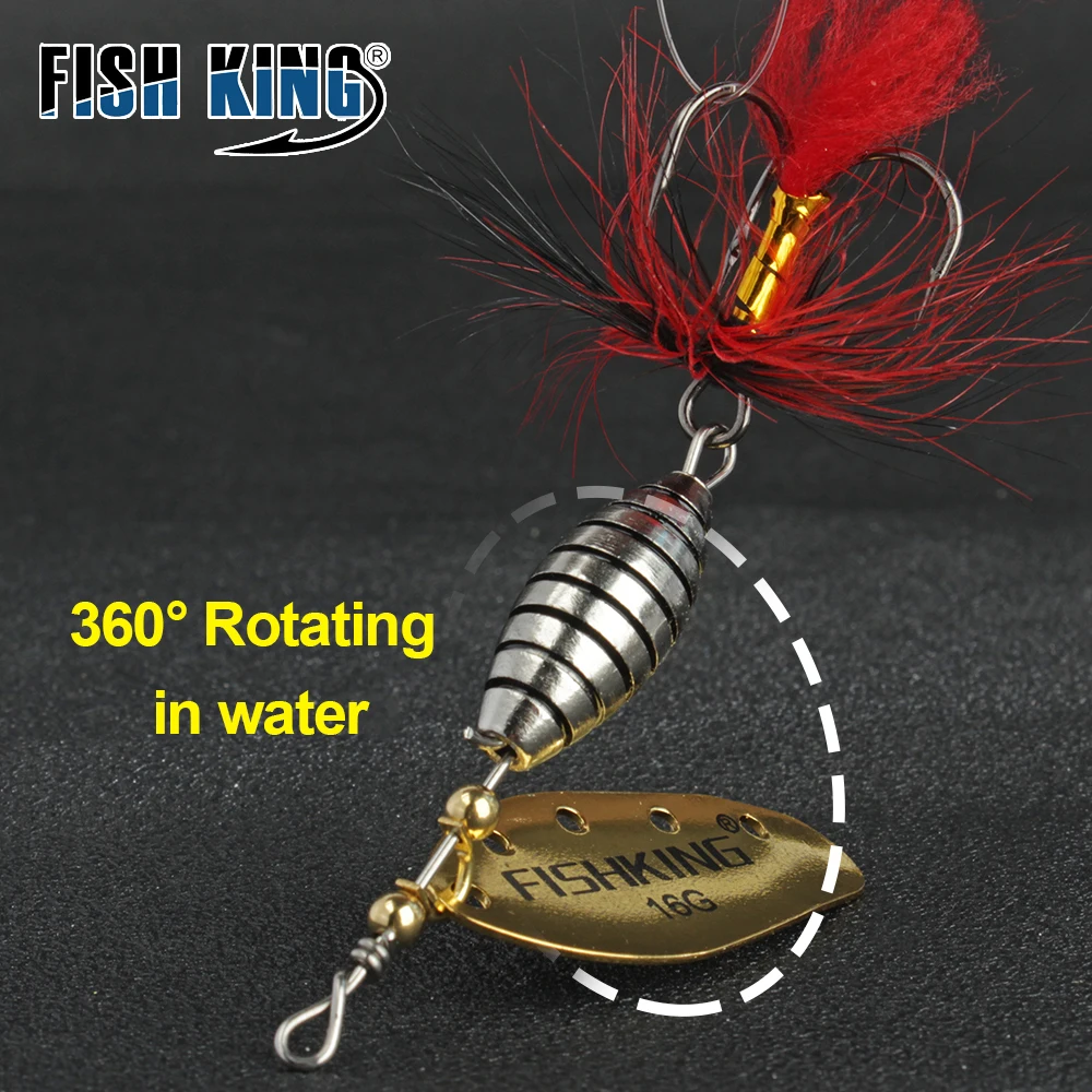 FISH KING Spinner Bait 6g 12g 16g Rotating Spinners Spoon Lure Pike ...