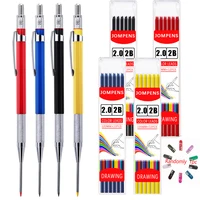 2.0mm Deep Hole Metal Woodworking Pencil Set With 2B Lead Refill,1 Random Pencil Sharpener,Carpenter Marking Pencil Supplies 1