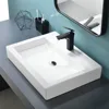 24x18 inch ceramic container sink above countertop, rectangular bathroom countertop, bathroom sink bowl basin with faucet hole 4