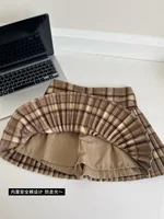 Plaid Pleated Mini Skirt Thick Wool Short Skirt High Waist Box-pleat Miniskirt for Women Teen-girl Preppy Style Outfit - Image 6