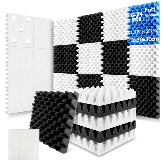 แผ่นโฟมอะคูสติก 12 ชิ้น ขนาด 2 นิ้ว x 12 นิ้ว x 12 นิ้ว แผ่นโฟมกันเสียง แผ่นซับเสียง แผ่นลดเสียงรบกวน สำหรับบ้านและสำนักงาน 1