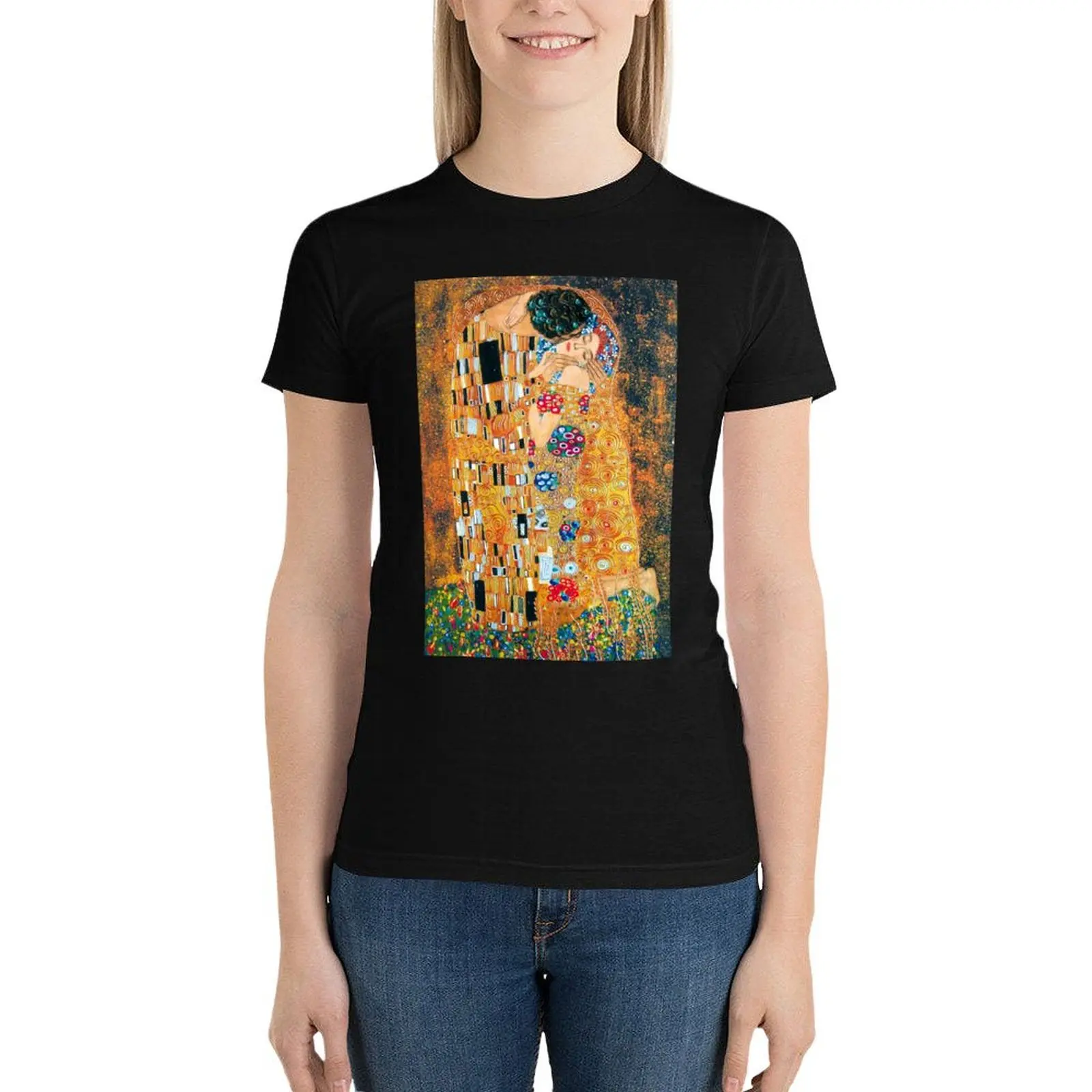 Gustav Klimt - The kiss T-Shirt lady clothes Short sleeve tee vintage clothes rock and roll t shirts for Women