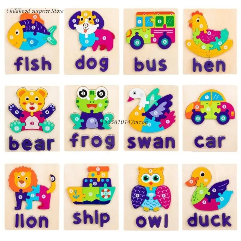 

Children Animal Puzzle Table Game Toy Kiddie Sensory Puzzle for Creative Teaching Aid Preschool Fine Motor Dropship