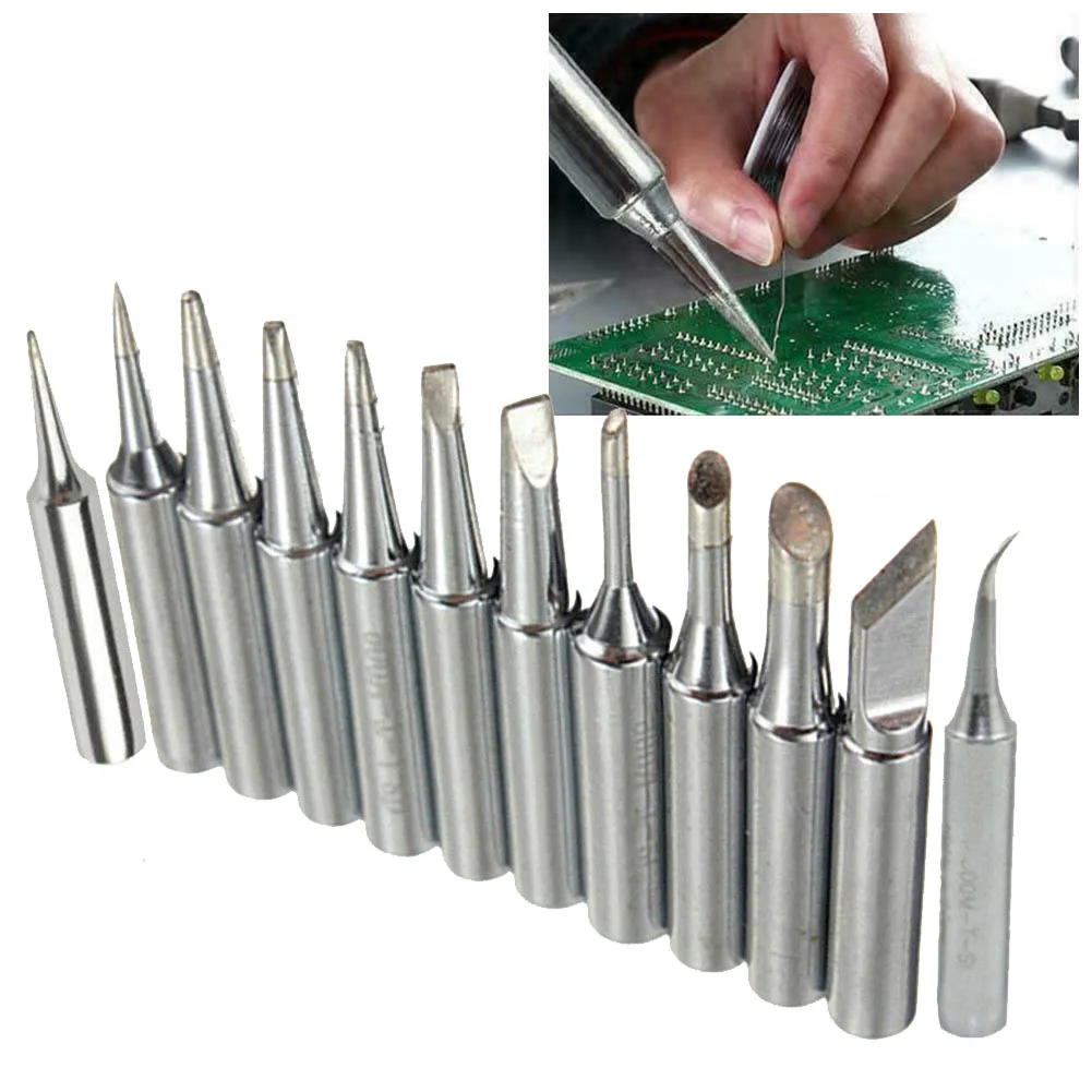 12pcs/Set 900M-T Soldering Iron Tips Welding Heads Lead-Free Copper Soldering Station Welding Tool For 936 937 938 969 8586 852D