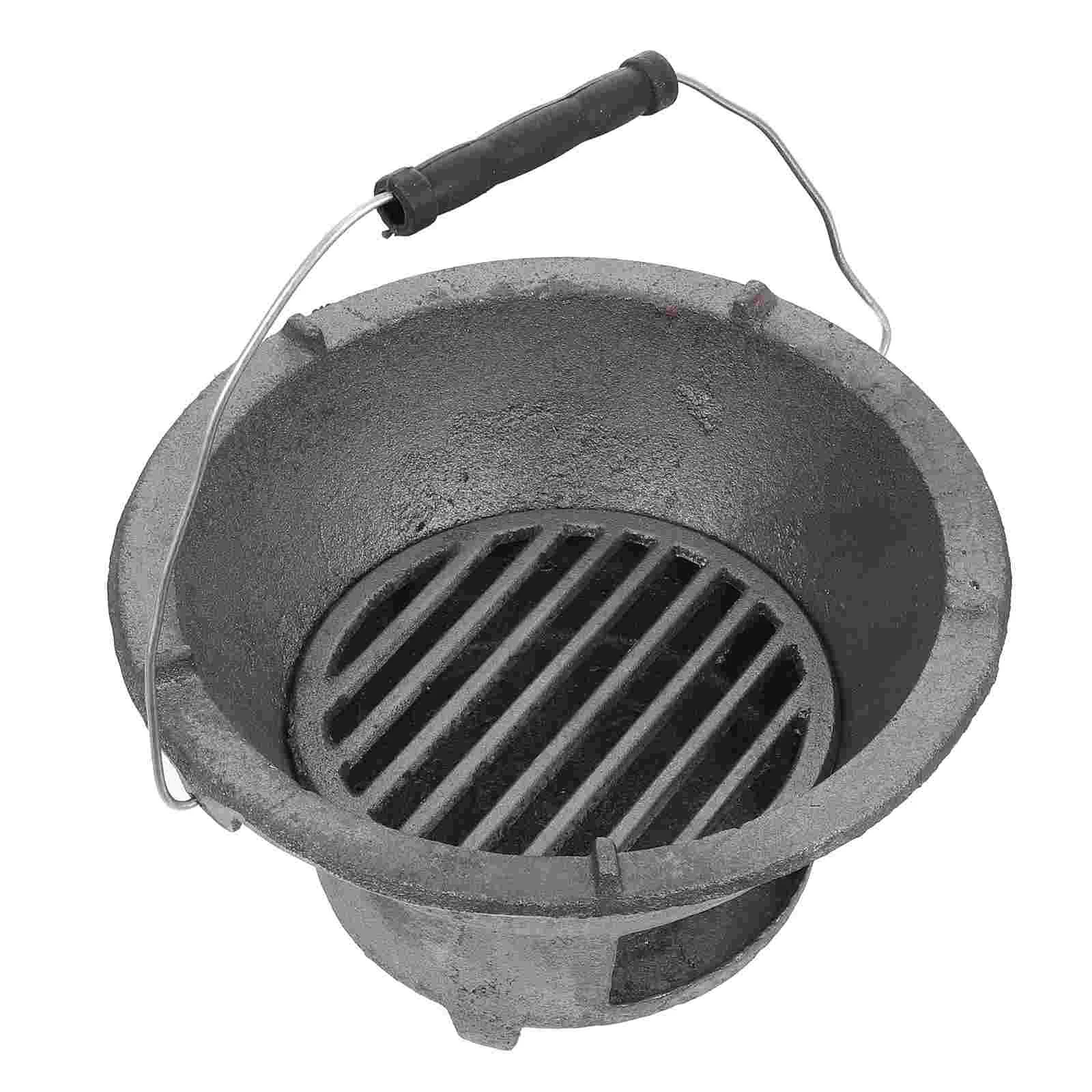 Outdoor Cast Iron Charcoal Stove Portable BBQ Grill Camping Barbecue