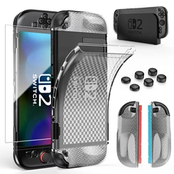 Transparent Protective Case Set with Tempered Film for Game Console Body and Controller Keycaps (1 set)