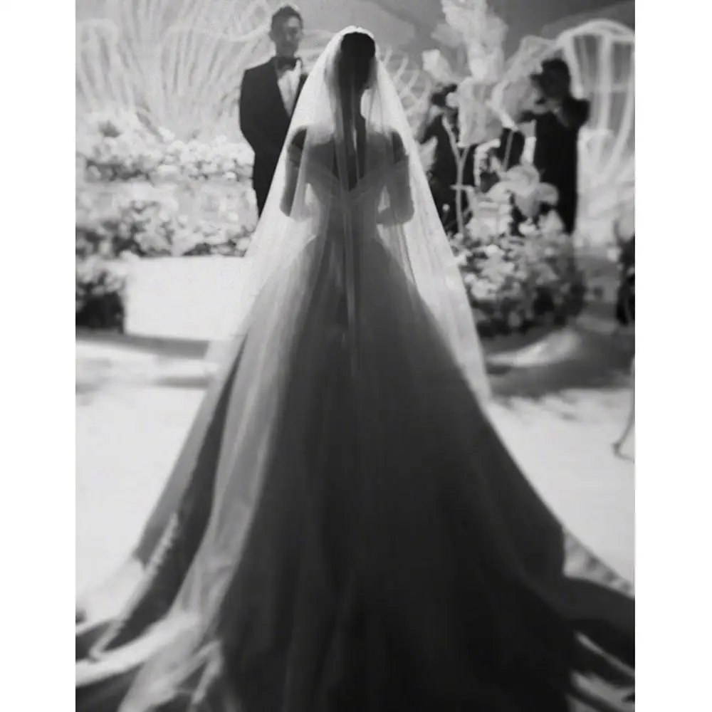 Ribbon Edge Wedding Veils Tulle Long Bridal Veil Two Layer Bridal Veil Long Party Veils Wedding Accessories