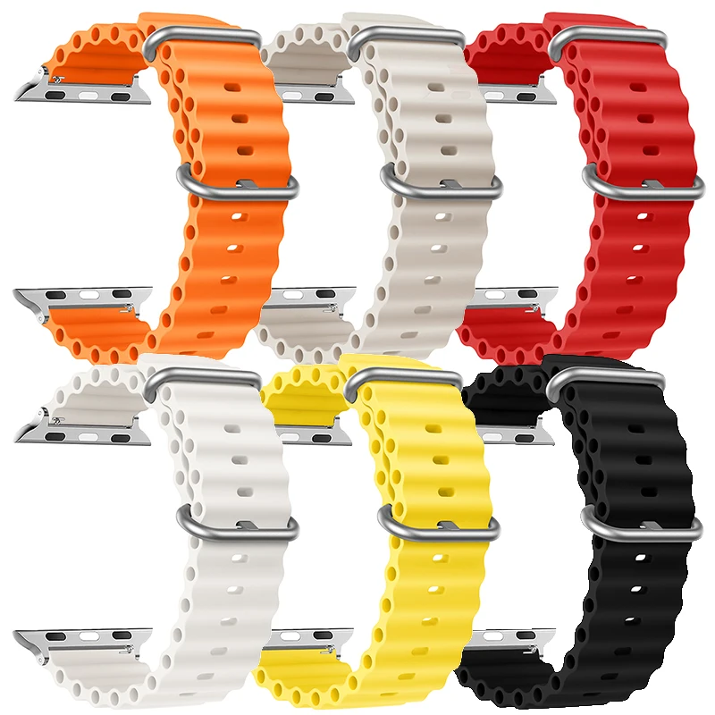 רצועות לרצועת Apple Watch 44mm 40mm 45mm 49mm 41mm 42mm 38mm 46mm צמיד אוקיינוס קוריה iWatch סדרה 7 6 3 se 8 אולטרה 2 9 10
