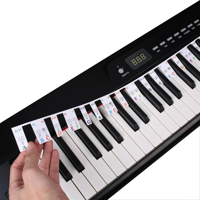 61 teclas 88 teclas removível piano para etiquetas chaves teclado de piano  adesivos piano ancinho notas marcador sobreposição para piano fingering 1 pc  - AliExpress