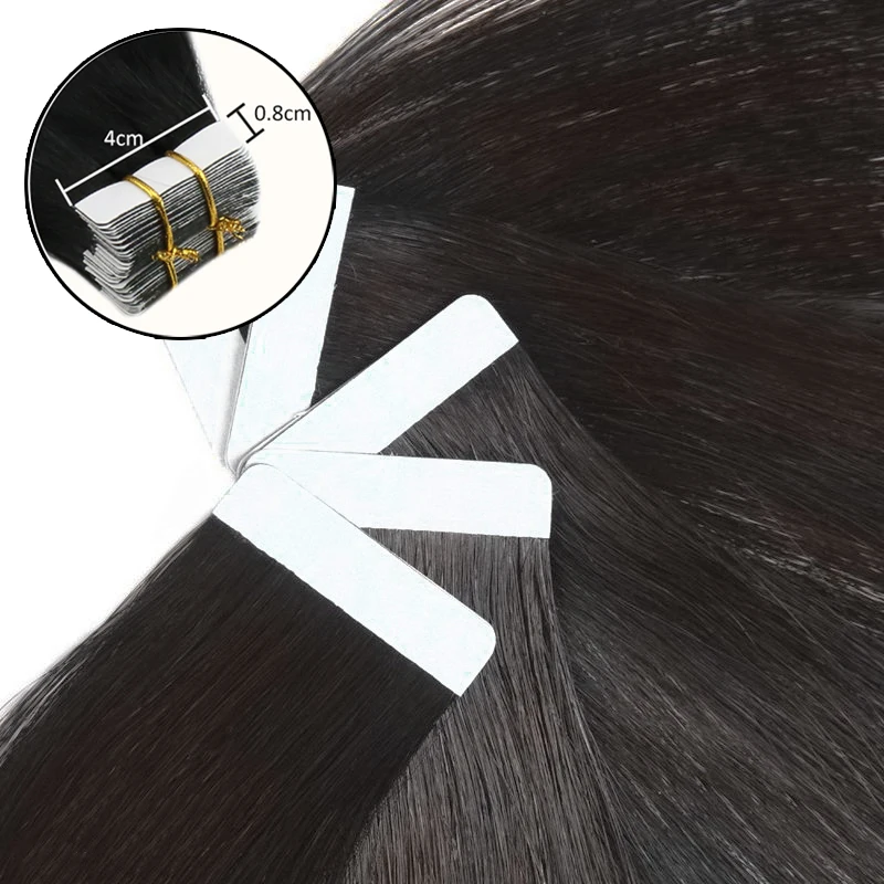 Tape In 100% Real Virgin Human Hair Brazilian Human Hair Straight Extensions Skin Weft Adhesive Glue On Salon Quality for Woman
