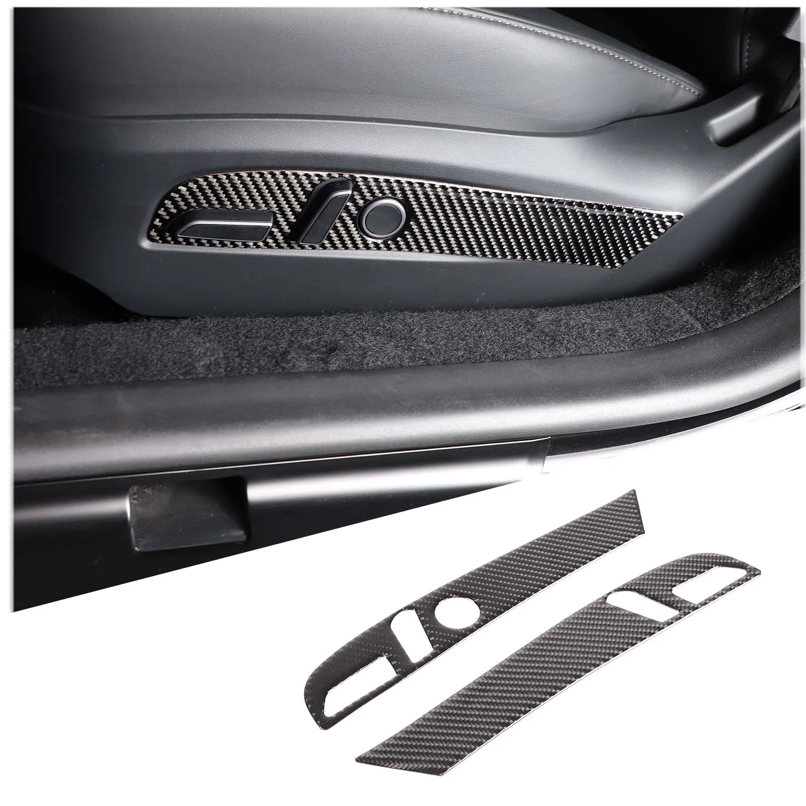 

For Tesla Model 3 2022+ Car Seat Adjustment Panel Decorative Sticker Soft Carbon Fiber Interior Accessories LHD