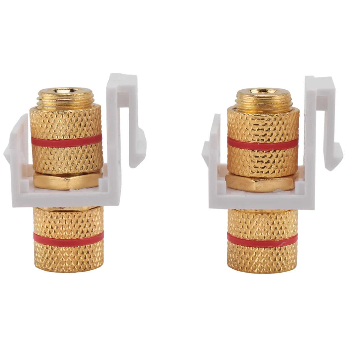 Banana Jack Binding Post Keystone Jack Insert with Black & Red Rings, Screw Type Audio Speaker Keystone, 2 Pairs/4 Pack