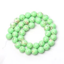 Natural Trochus Shell Turquoise Round Beads 4 - 12mm - Blue and Pink Loose Beads for DIY Jewelry and Bracelet Making, 15 Strand (Green)