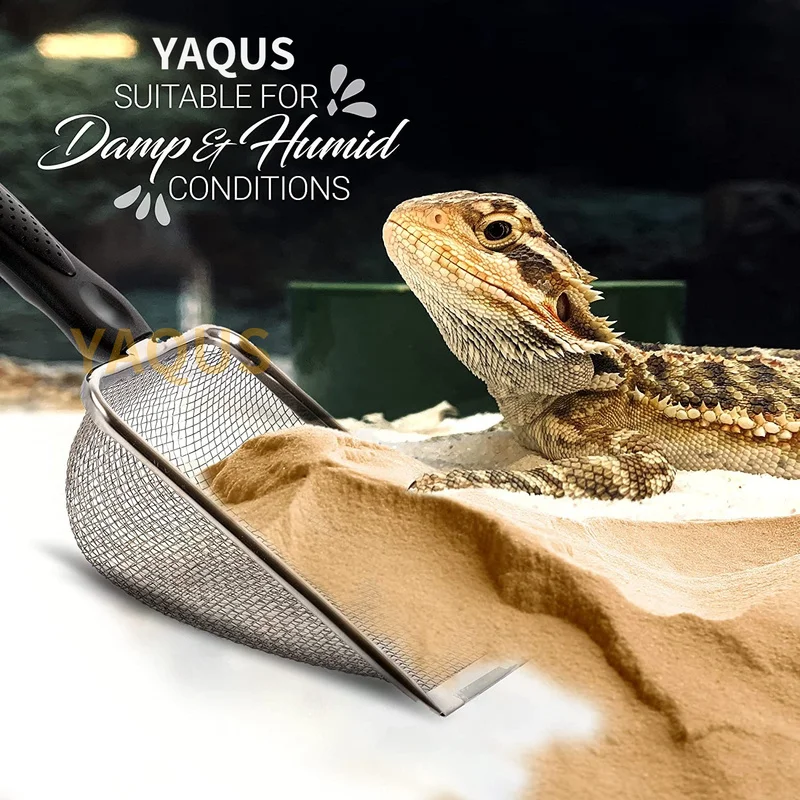 Pet Cleaning Tools Stainless Steel Feces Shovel Pet Cleaning Tools Cat Litter Shovel Reptiles Snake Lizard Chameleon Sand Mesh Fecal Spoon