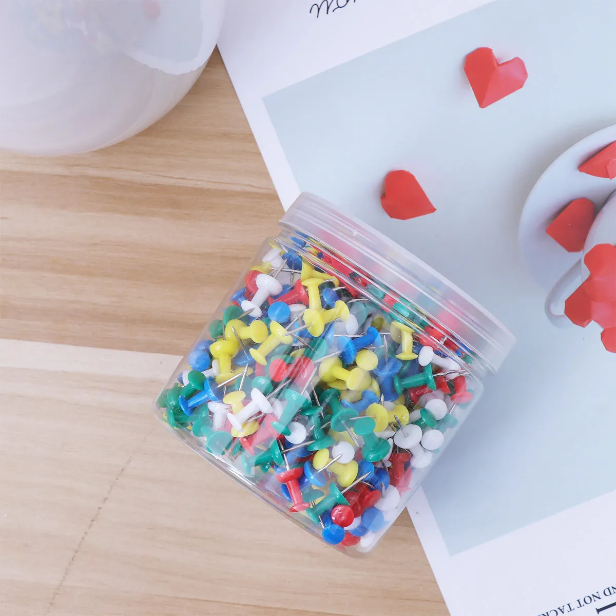 400개 다양한 밝은 색상의 푸시핀 프리미엄 플라스틱 니들 포인트 손쉬운 그립감 재사용 가능 게시판 여행 지도용