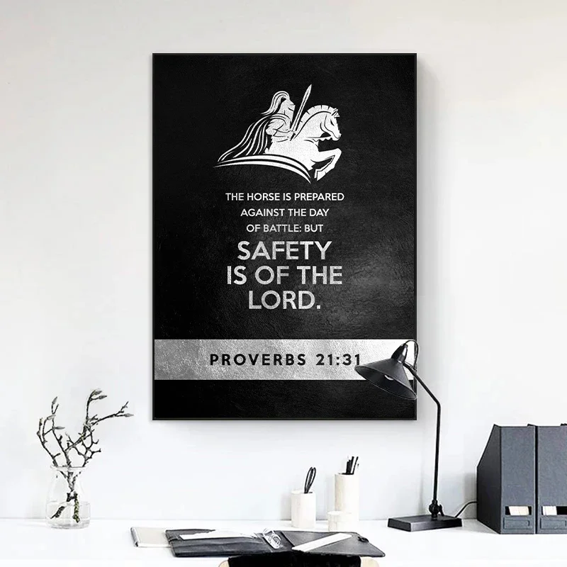 Modern Inspirational Quotes Black and Silver Poster and Print Religion God Text Wall Art Canvas Painting Home Room Decoration