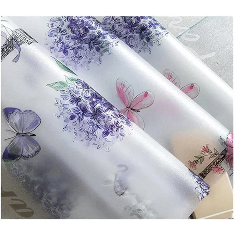 Pastoral American Window Film 3D Sunscreen Blackout Glass Stickers Balcony Bathroom Privacy Decorative Static Film