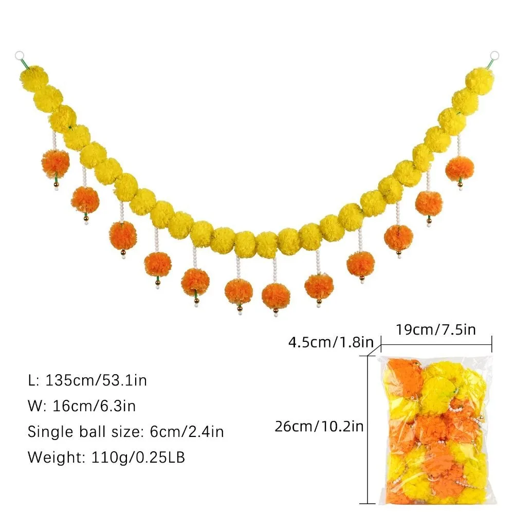 Künstliche Ringelblumengirlande mit langen Strängen ​ ​ Indisches Dekor Pooja Hochzeit Pooja Ringelblumen Blumen ​ ​ Veranstaltungsdekor wiederverwendbar – Detail 8
