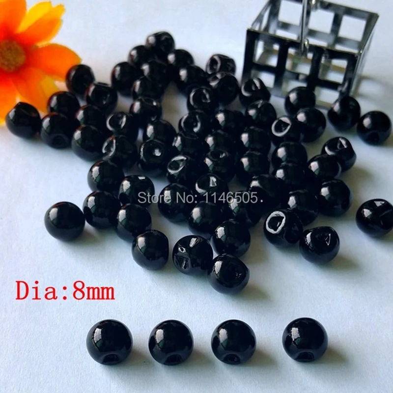 50pcs/lot 8mm side hole pearl buttons for Craft clothes sewing Black DIY sewing eye doll toy eye. 4