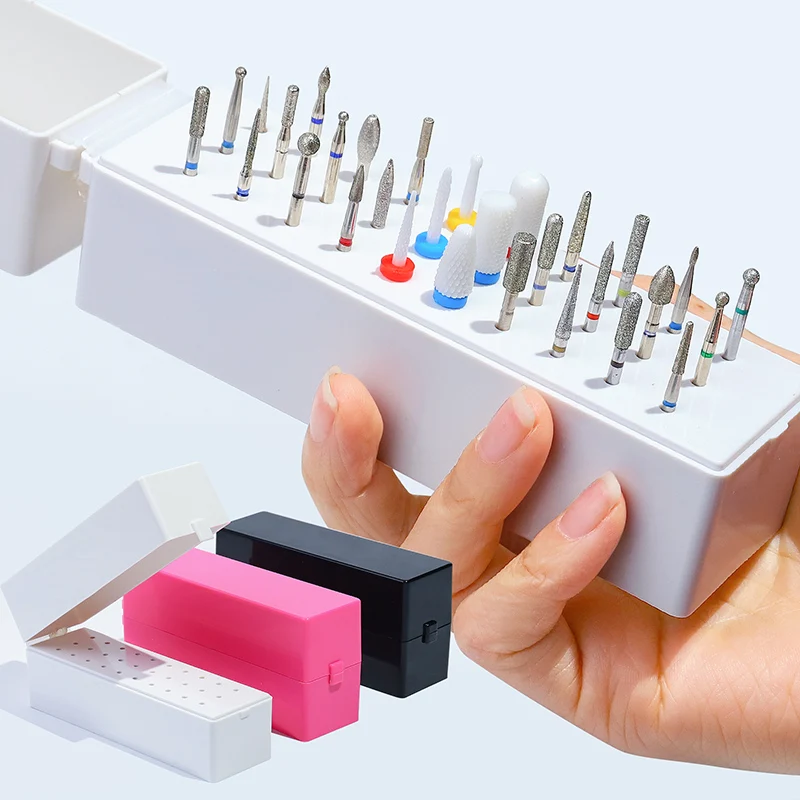 Misscheering 30 Holes Manicure Storage Box Nail Polish Head Display Rack Drill Storage and Finishing Box Color Box Packing
