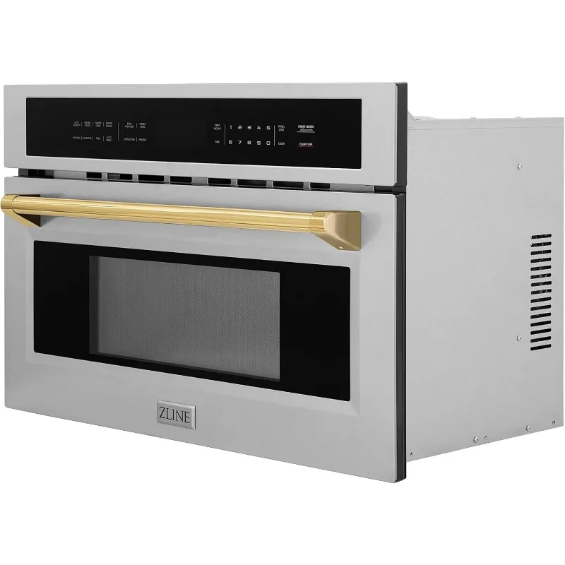 ZLINE Autograph Edition 30” 1.6 cu ft. Built-in Convection Microwave Oven in Stainless Steel and Gold Accents 3