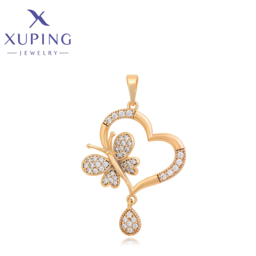 Xuping Jewelry Fashion New Arrival Heart Shape Gold Color Pendant Necklace for Women Schoolgirl Christmas Party Gift X000718193