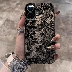 French Dark Lace Flower Frosted Acrylic Phone Case - Galaxy A22 4G (1)