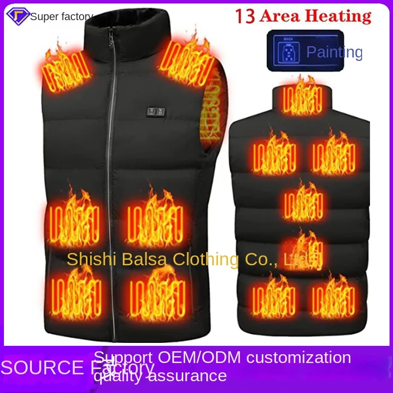 13-zone heating vest stand collar intelligent temperature-controlled heating  double-control color matching heating jacket