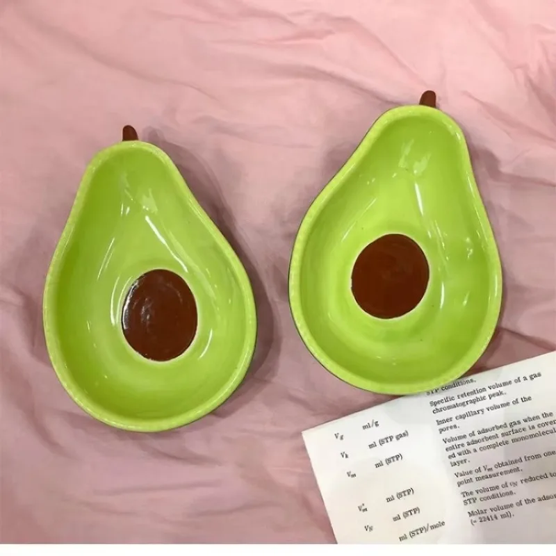 Creative Avocado Shaped Ceramic Dish Home Fruit Salad Plate Dessert Bowl Cartoon Tableware Dumpling Dipping Sauce Seasoning Dish