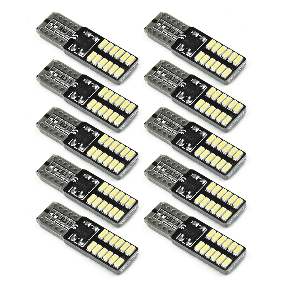 

10pcs Car License Plate Lights 194 W5W T10 3014 24SMD LED Canbus Error Free Bulbs Car Side Wedge License Plate Lights Door Lamps