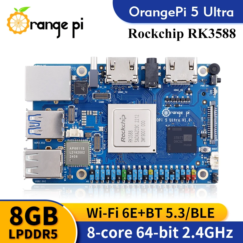 Orange Pi 5 Ultra 8GB LPDDR5 Ram RK3588 Rockchip Development Board WIFI 6E+BT5.3 With M.2 HDMI In Port OPi5 Ultra