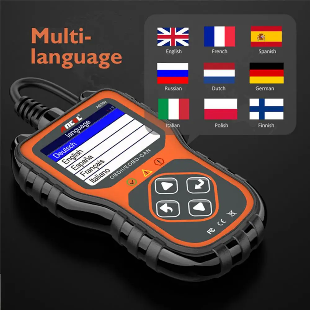

Сканер диагностический AS200 OBD2, профессиональный автомобильный прибор для диагностики двигателя