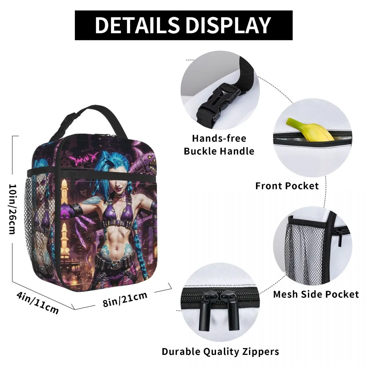 Jinxed Acaned Insulated Lunch Bag High Capacity Lunch Container Thermal Bag Tote Box College Travel Food