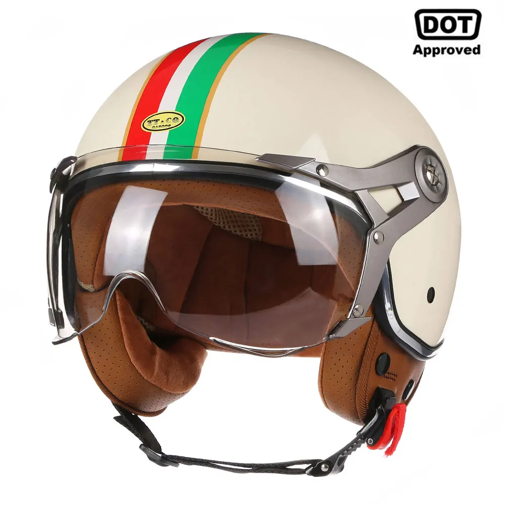 

DOT 3/4 Open Face Motorcycle Retro Motorbike Helmets With For Men Women Vintage Chopper Capacete De Moto Bike Cascos Scooter