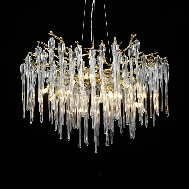 

Новая роскошная Светодиодная лампа на заказ, Современная подвеска в виде Золотой ветки дерева, алюминиевая Хрустальная люстра