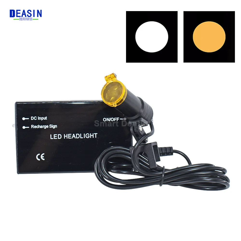 Dental LED Head Light For Dental Loupes With Yellow Filter
