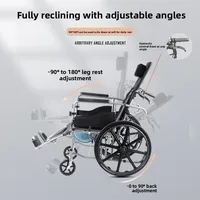 Fauteuil roulant manuel pliable et léger avec dossier inclinable hydraulique, chaise de mobilité entièrement inclinable pour personnes âgées 2